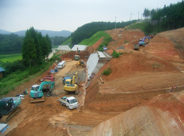 新しい道路をつくる工事